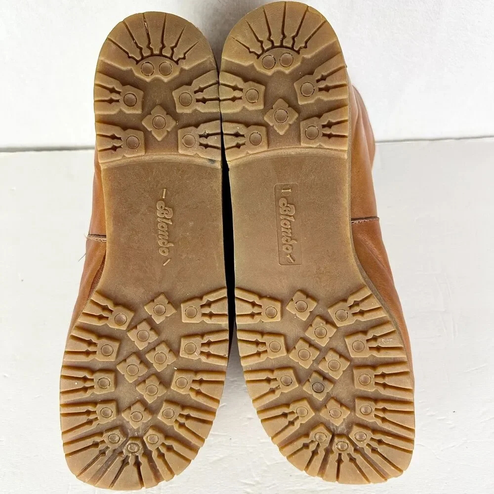 Vintage Blondo Men's Leather Zip Front Sherpa Boots Size 12 Sugarloafer Gum Sole